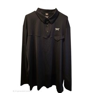 PXG Golf Polo Shirt Mens 2XL Black Long Sleeve Performance Snap Parsons Extreme